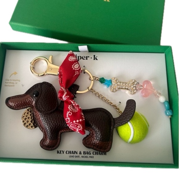 NWT ⚜️🤎⚜️ PIPER K Adorable Dachshund Doggie Key Chain Bag Charm - Picture 9 of 15